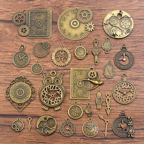 Antikbronze Legierung Uhr Zahnrad Charms DIY Steampunk Retro Wecker Anhänger Für Schmuckherstellung Telefon Hängen Zubehör