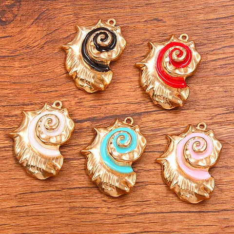 Legering Conch Schelp Emaille Druipen Oceaan Zeeleven Hanger Charms Goud Electroplated DIY Ambachten Sieraden Accessoires