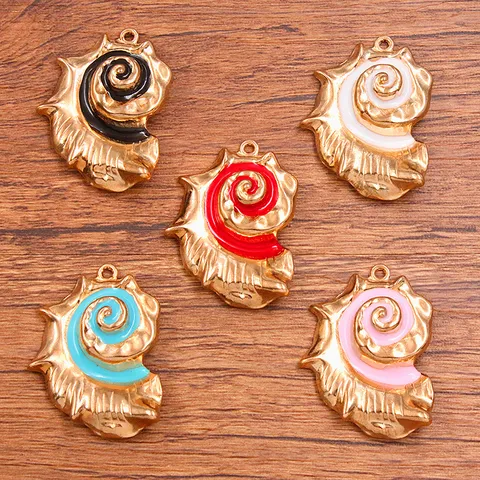 Legering Conch Schelp Emaille Druipen Oceaan Zeeleven Hanger Charms Goud Electroplated DIY Ambachten Sieraden Accessoires