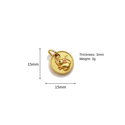 Vintage Brass Chinese Zodiac Animal Charms Round Pendant For DIY Jewelry Making Necklace Bracelet Accessories Gift