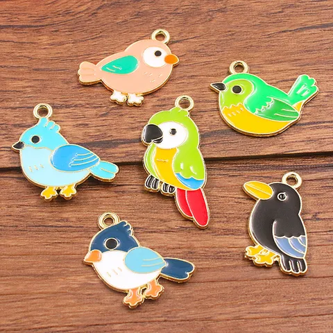 DIY Alloy Enamel Bird Parrot Charms For Jewelry Making Cute Animal Pendants Accessories With KC Gold Electroplated Finish