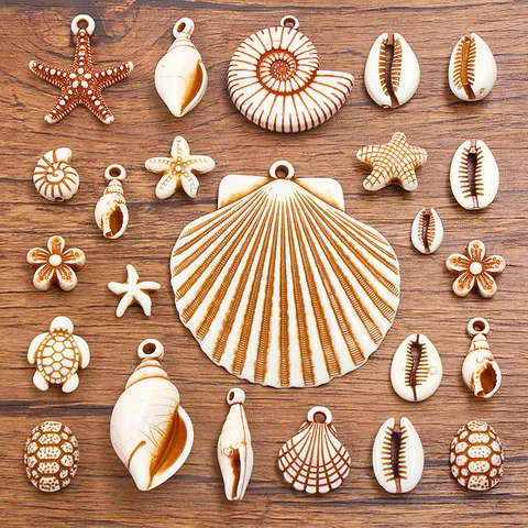 Acrylic Ocean Charm Beads Simulation Starfish Conch Seashell Pendants Craft Jewelry Findings DIY Bracelet Material