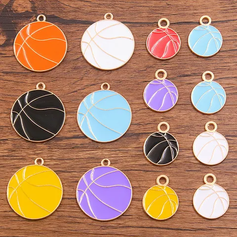 Mixed Color Alloy Enamel Basketball Volleyball Charms For DIY Jewelry Making Sports Themed Pendants For Necklace Bracelet Accessory