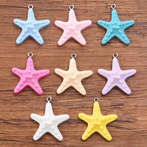 Ciondoli in Resina Stella Marina Stile Marino Con Anello in Metallo Per Creazione di Gioielli DIY Accessori per Borse