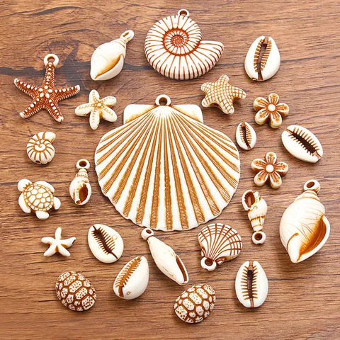 Acrylic Ocean Charm Beads Simulation Starfish Conch Seashell Pendants Craft Jewelry Findings DIY Bracelet Material