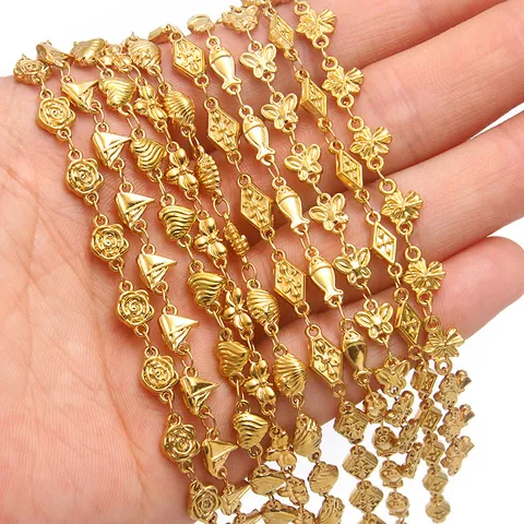 50cm Edelstahl DIY Kette Halskette Zubehör Blume Herz Schmetterling Krabbe Gliederkette Charms Für Schmuckherstellung DIY Ergebnisse
