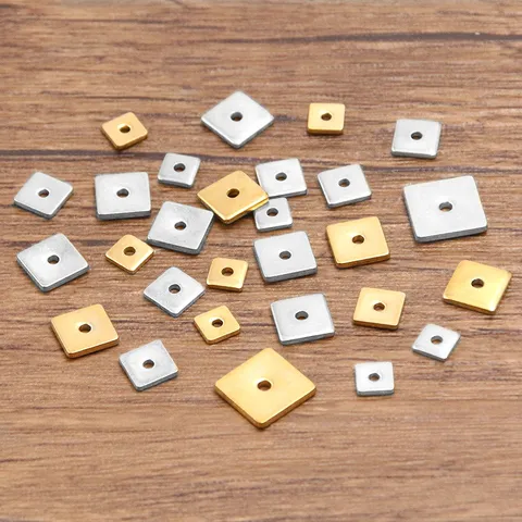 Stainless Steel Square Spacer Beads Gold Silver Plated Flat Washers For DIY Jewelry Making Bracelet Necklace Findings