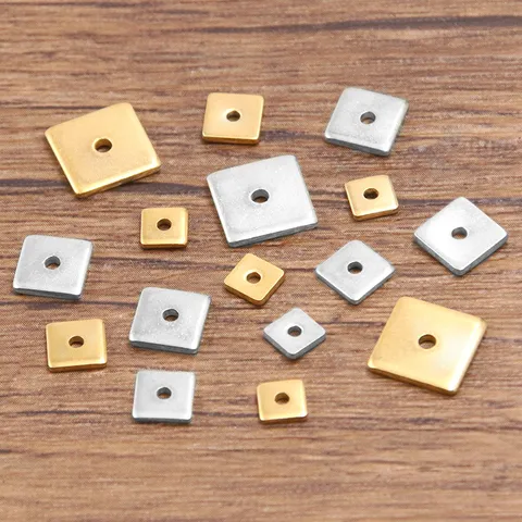 Stainless Steel Square Spacer Beads Gold Silver Plated Flat Washers For DIY Jewelry Making Bracelet Necklace Findings