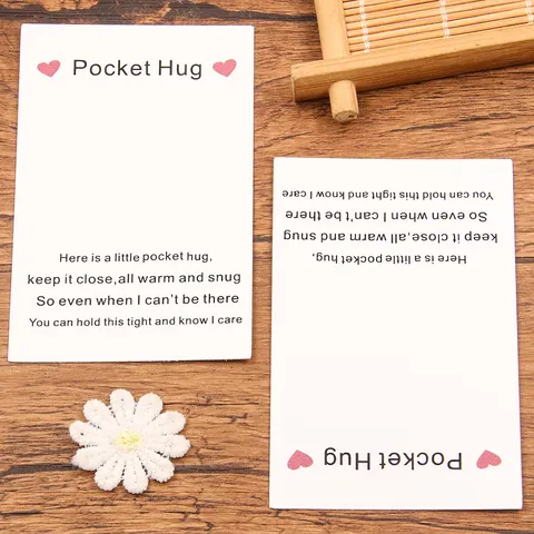 Pocket Hug Heart Greeting Card With Resin Heart Token Mini Keepsake For Valentine's Day Christmas Anniversary Love Gift Card