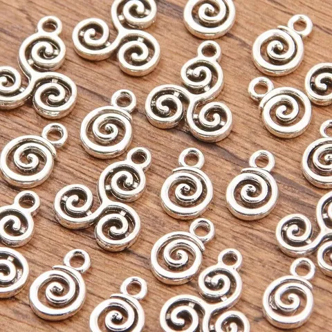 Minimalist Alloy Round Hollow Out Spiral Pendant For DIY Jewelry Making Necklace Bracelet Phone Case Antique Silver Bronze Craft Charm