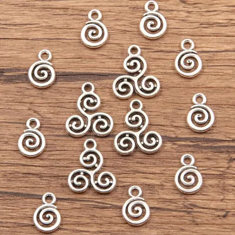 Minimalist Alloy Round Hollow Out Spiral Pendant For DIY Jewelry Making Necklace Bracelet Phone Case Antique Silver Bronze Craft Charm