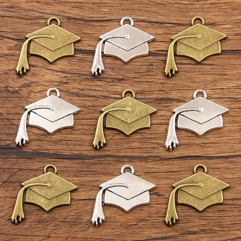 Dijes de Aleación de Birrete de Graduación para Fabricación de Joyas DIY Colgantes de Temporada de Graduación para Bolsos y Móviles