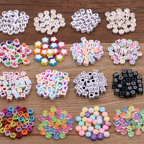Perles Intercalaires Lumineuses en Résine Acrylique Alphabet Cœur DIY pour Kit de Bijoux Enfants Couleurs Mélangées