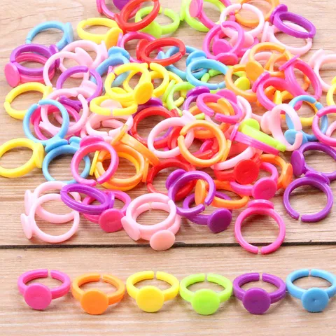 Bunte Kunststoff Harz Verstellbare Ringrohlinge Süße Ringe Basis Für Kinder DIY Handgemachter Schmuck Herstellung Zubehör