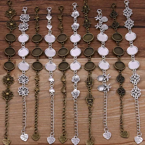 Support Rond de Base de Cabochon en Alliage Vintage Lunette Vierge Paramètres Pour Bracelet Chevillère DIY Bijoux Fournitures