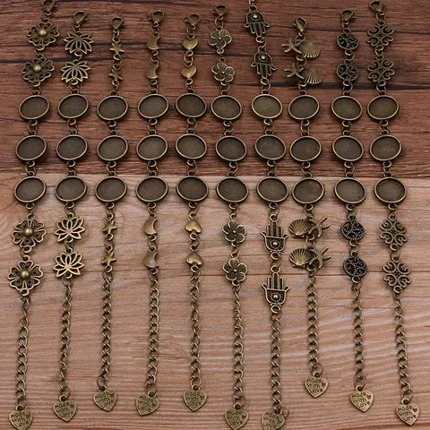 Support Rond de Base de Cabochon en Alliage Vintage Lunette Vierge Paramètres Pour Bracelet Chevillère DIY Bijoux Fournitures
