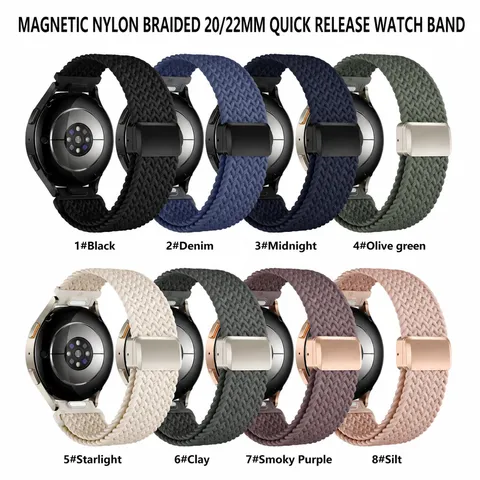 Nylon Braided Magnetic Buckle Quick Release Replacement Watch Band For Smart Watch Casual Sport Wristband Strap