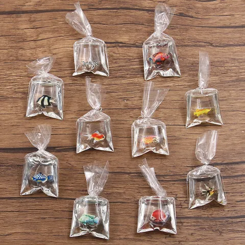 Transparante Hars Simulatie Vis Water Zak Hangers Creatieve DIY Sieraden Maken Sleutelhanger Accessoires Schattige Dieren Charms