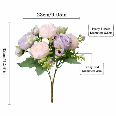 Bouquet di Fiori Artificiali di Peonia Fiori Finti in Seta per Arredamento Casa Festa di Matrimonio Centrotavola Composizione Floreale