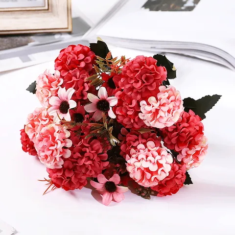 Artificial Flower Bouquet Silk Hydrangea Fake Flowers Home Wedding Party Interior Decoration Floral Arrangement