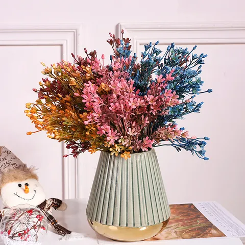 Bouquet di Fiori di Seta Artificiale a 5 Rami Finti Fiori per Casa Ufficio Festa Matrimonio Decorazione