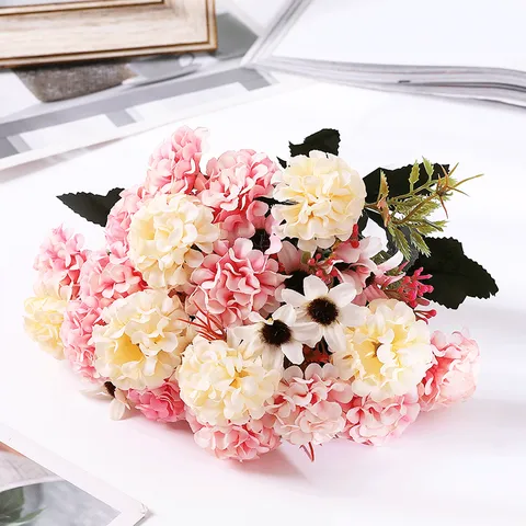 Artificial Flower Bouquet Silk Hydrangea Fake Flowers Home Wedding Party Interior Decoration Floral Arrangement