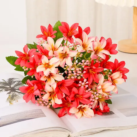 Mazzo di Fior di Giglio Artificiale in Seta Fiori Finti Decorazione per la Casa Accessori per Fotografia Composizione Floreale DIY