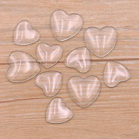 Heart Shaped Transparent Glass Cabochon For DIY Jewelry Making Flatback Clear Heart Stone Craft Embellishment