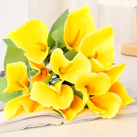 Bouquet de Lys Calla Artificiels Fleur en Soie Fausses Plantes Pour Décoration Intérieure Salon Table Mariage Fête Décoration Florale