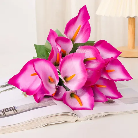 Bouquet de Lys Calla Artificiels Fleur en Soie Fausses Plantes Pour Décoration Intérieure Salon Table Mariage Fête Décoration Florale