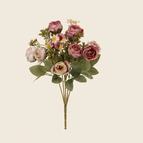Bouquet di Fiori di Rose in Seta Artificiale Fiori Finti Per Arredamento Festa di Matrimonio Accessori Fotografici