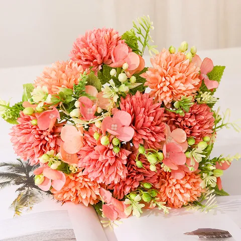 Stile Ins Colore Autunnale Pompon Crisantemo Bouquet di Fiori Artificiali Colore Macaron Fiori Finti Decorazione per Scrivania