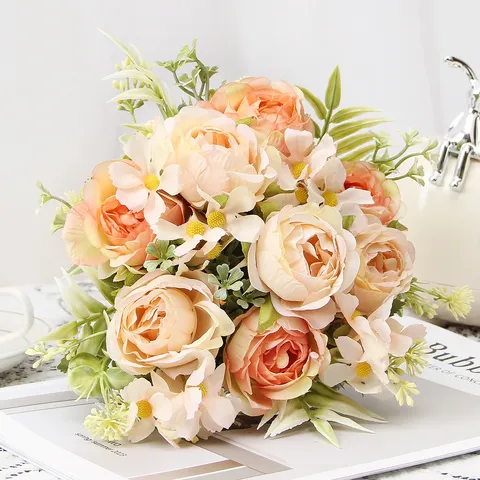Artificial Peony Flower Bouquet Silk Fake Flowers For Home Wedding Decoration Party Floral Arrangement Table Decor