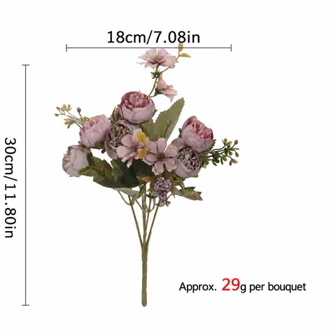 Bouquet di Rose Artificiali Fiore di Seta Composizione Floreale Per Decorazione Casa Matrimonio Festa
