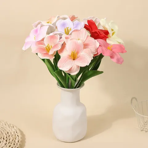 Bouquet di Fiori di Tulipani Artificiali PU Tocco Reale Rosa Fiore Arredamento per la Casa Festa di Matrimonio Finto Composizione Floreale