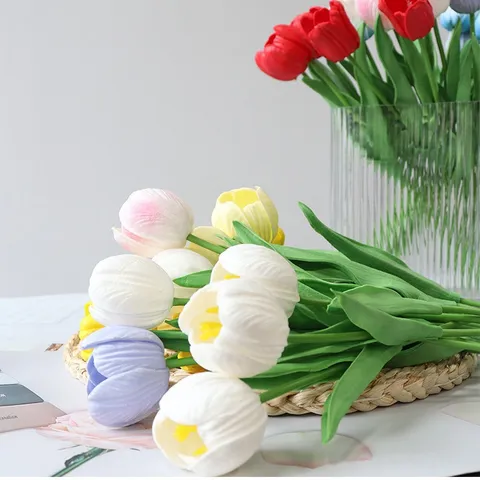 Fiori di Tulipano Artificiali Bouquet di Fiori di Seta Tocco Reale Finti Fiori Per Casa Salotto Tavolo Matrimonio Festa Decorazione