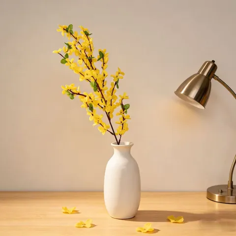 Fiore di Seta di Gelsomino d'Inverno Artificiale Ramo Singolo Fiori Finti Gialli Per Casa Esterno Cortile Giardino Matrimonio Festa Decorazione