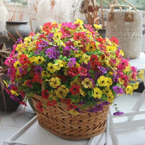 Mazzo di Fiori in Seta Artificiale Composizione Floreale Falsa Realistica Per Decorazione Casa Matrimonio Festa Centrotavola