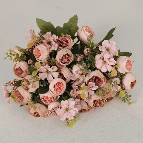Artificial Silk Rose Flower Bouquet Fake Rose Floral Arrangement For Home Wedding Party Interior Decoration