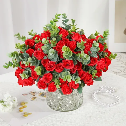 Bouquet di Fiori di Rosa Artificiali in Tessuto di Seta Finti Fiori per Decorazioni per la Casa Festa di Matrimonio