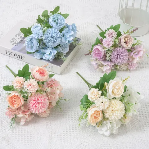 Bouquet di Fiori Artificiali Rosa in Seta Peonia Fiori Finti Per Decorazione Casa Soggiorno Matrimonio Festa Composizione Floreale