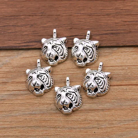 Antique Bronze Gold Silver Alloy Tiger Head Charms Pendants For DIY Jewelry Making Necklace Bracelet Animal Jewelry Findings