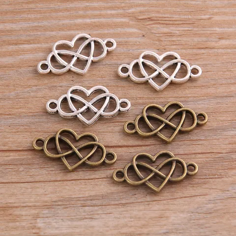 DIY Zinklegierung Herz Unendlichkeit Verbinder Charms Antik Silber Bronze Armband Zubehör Schmuckherstellung Befunde
