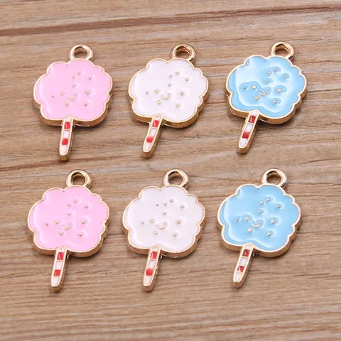 DIY Σμάλτο από Κράμα Ζαχαρωτό Charms Με Χαμογελαστό Πρόσωπο Χρυσό Ροζ Μπλε Λευκό Μενταγιόν για Κολιέ Βραχιόλι Κατασκευή Κοσμημάτων