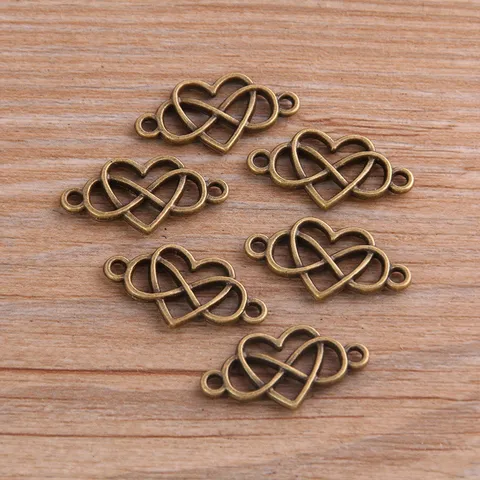 DIY Zinklegierung Herz Unendlichkeit Verbinder Charms Antik Silber Bronze Armband Zubehör Schmuckherstellung Befunde