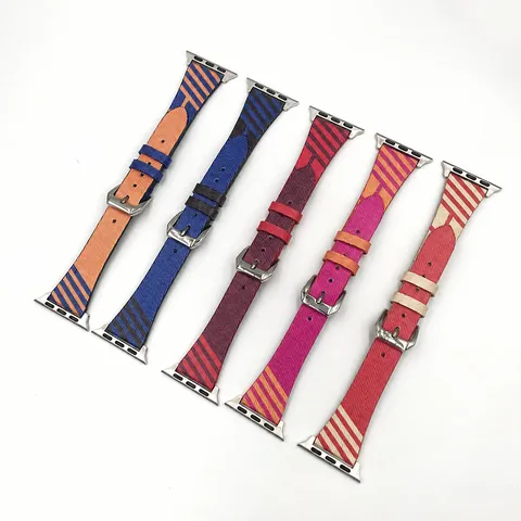 Bracelet de Montre en Cuir de Remplacement Taille Fine Bande de Couleur Contrastée pour Accessoires de Montre Connectée
