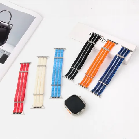Bracelet Boucle en Nylon Tissé Respirant Pour Apple Watch Ultra SE Série Sport Poignet De Remplacement