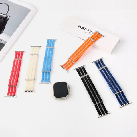 Bracelet Boucle en Nylon Tissé Respirant Pour Apple Watch Ultra SE Série Sport Poignet De Remplacement