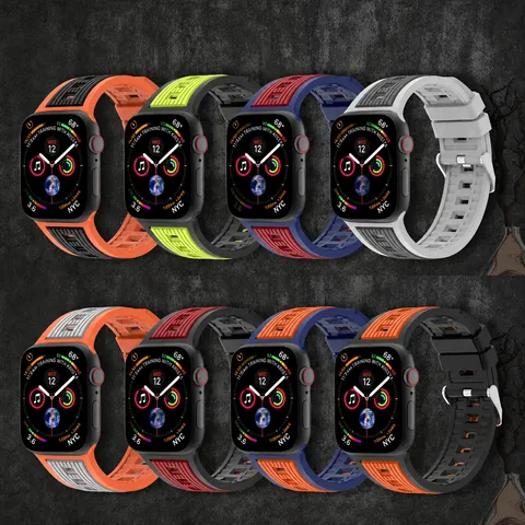 Silicone Watch Band Dual Color Stripe Replacement Strap For Smartwatch Soft Sport Wristband Breathable Watch Bracelet