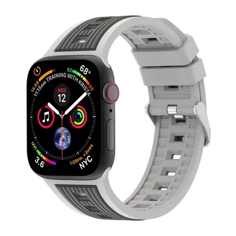 Silicone Watch Band Dual Color Stripe Replacement Strap For Smartwatch Soft Sport Wristband Breathable Watch Bracelet